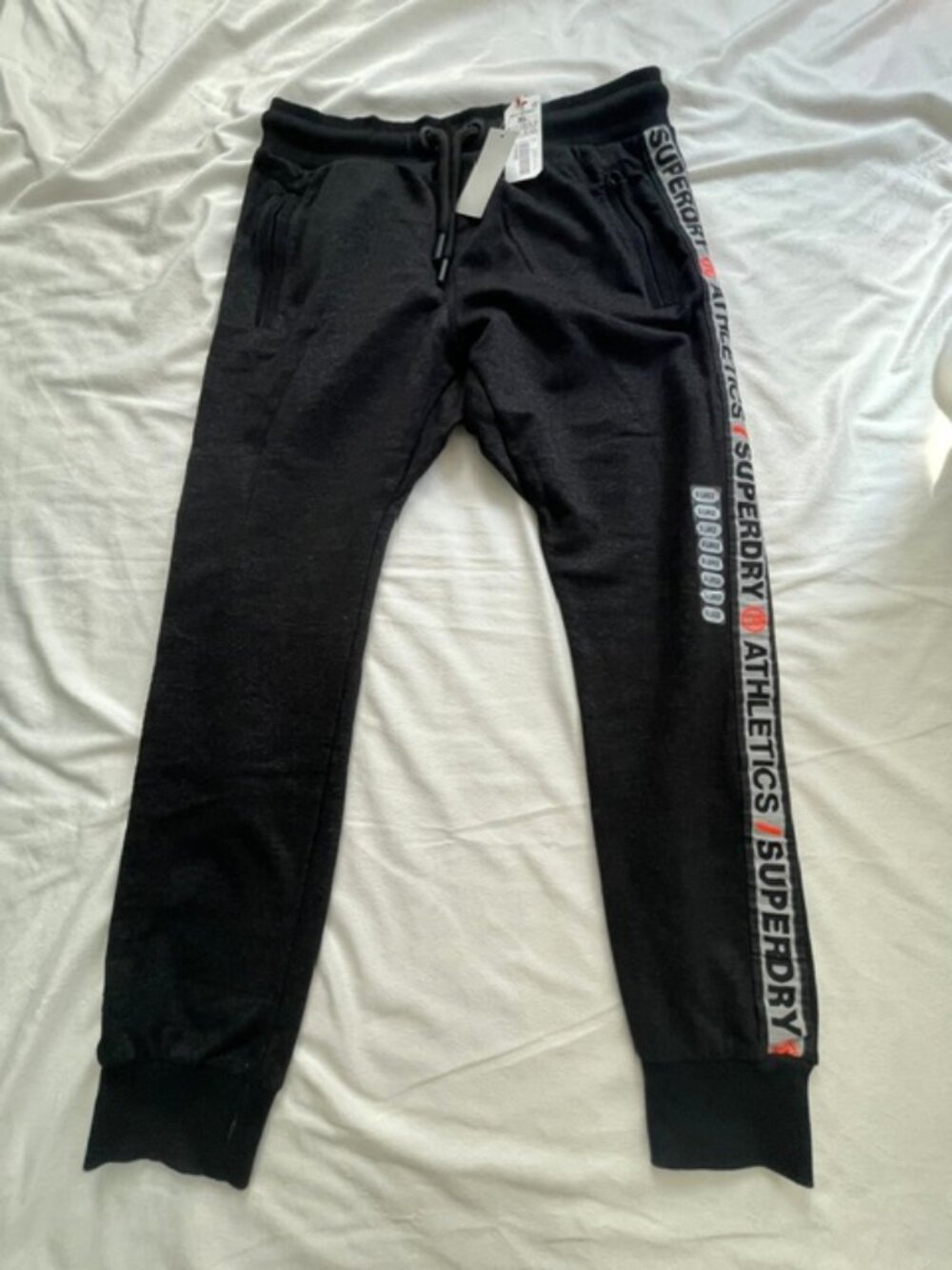 Superdry Men's Drawstring Athletic Joggers Sweatpants, Charcoal Gray, Size XL